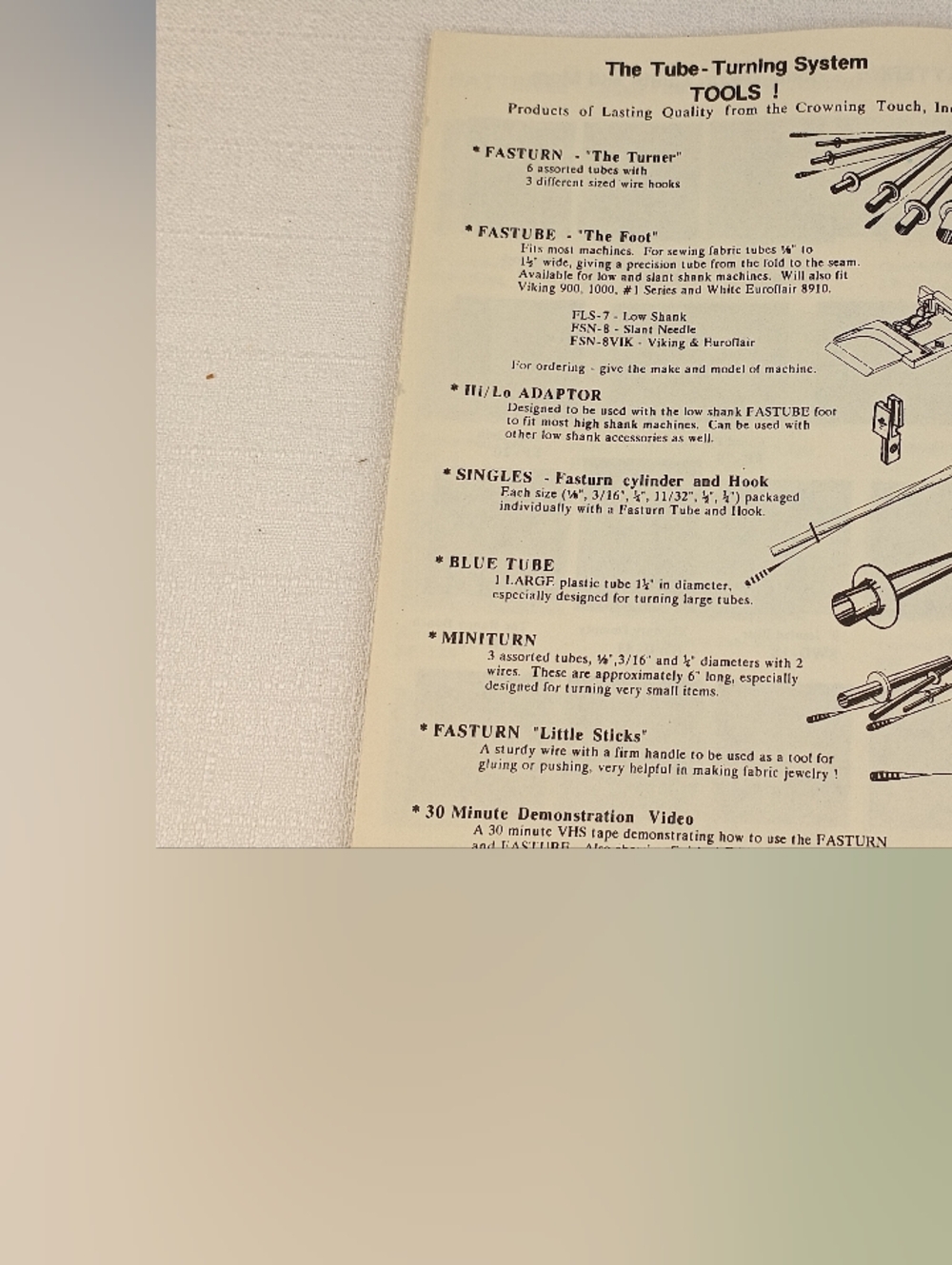 VTG FASTURN 6 Tube 3 Hook Fabric Tube Turning System in Box W/ Instruction Book. - Picture 11 of 14